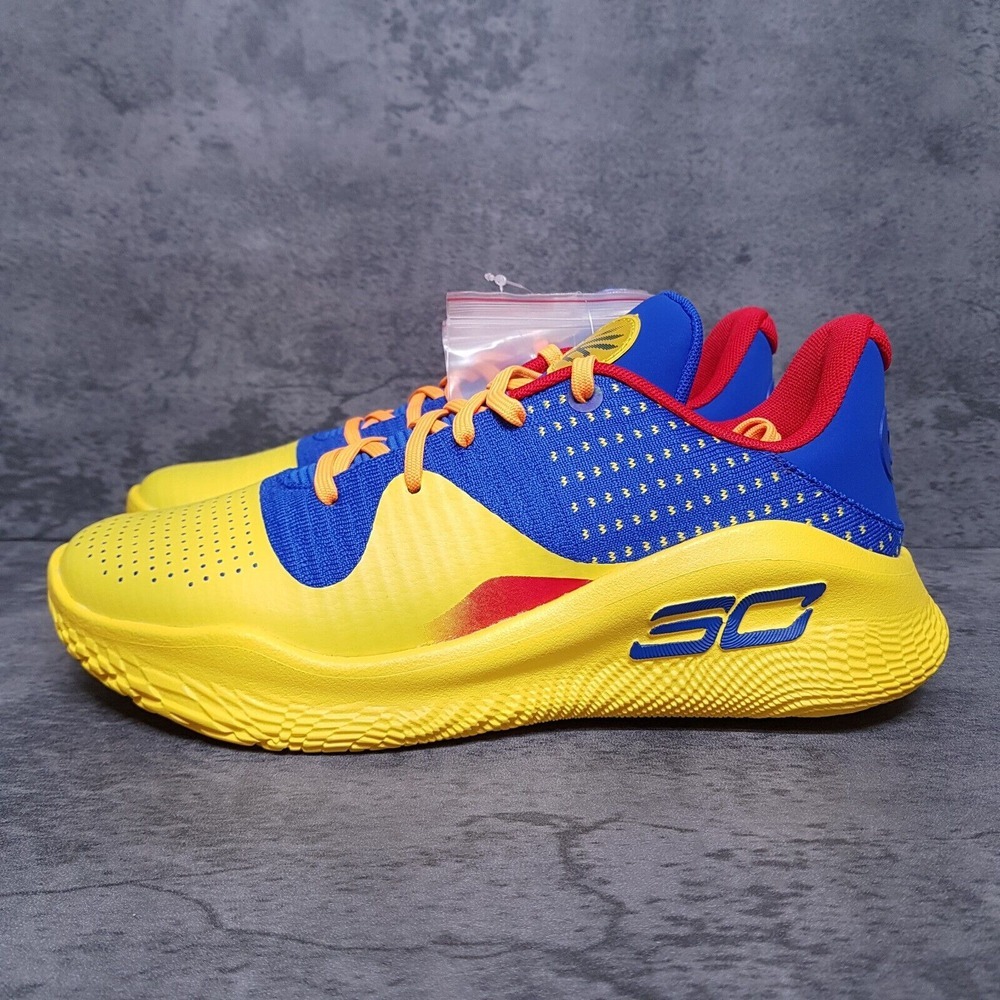 UNDER ARMOUR‎ Curry 4 Flotro Curry Jam Basketball Shoes Mens 9.5 Blue Yellow